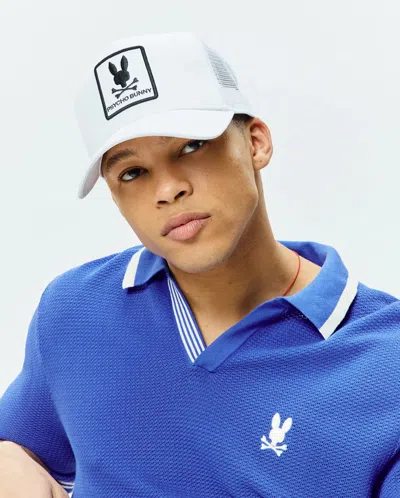 Psycho Bunny Men's Adamo Trucker Cap In White