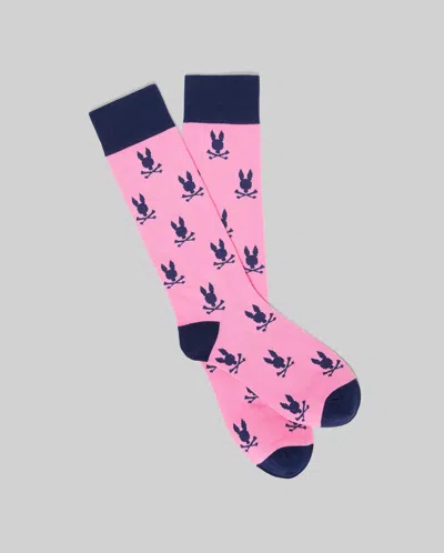 Psycho Bunny Men's All Over Bunny Dress Sock In Pink