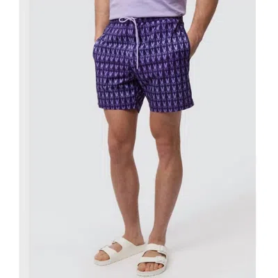 Psycho Bunny Men's Barker All Over Print Swim Trunk In Purple