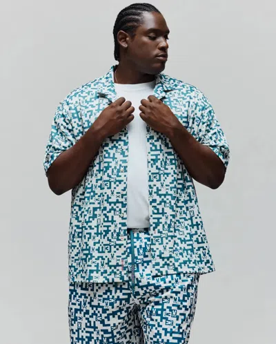 Psycho Bunny Men's Big And Tall Josh Jacquard Shirt In 406 Mallard Blue