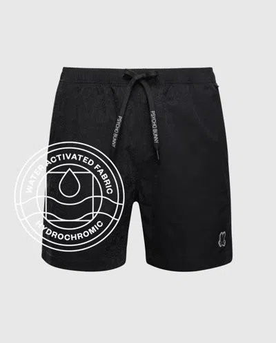 Psycho Bunny Men's Big And Tall Samos Hydrochromic Swim Trunk 6" In Black