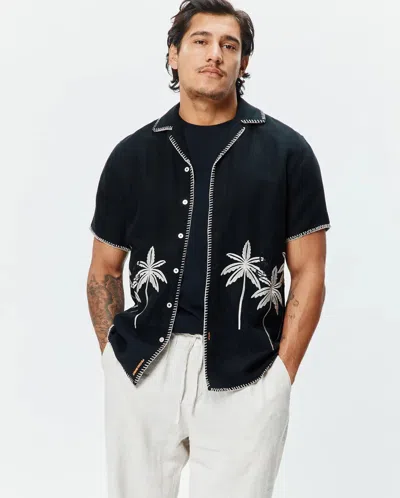 Psycho Bunny Men's Brad Linen Shirt In Black