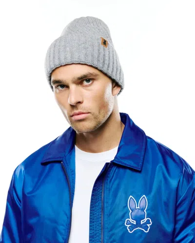 Psycho Bunny Men's Brogan Merino Beanie In 020 Heather Stone