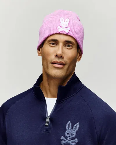 Psycho Bunny Men's Chenille Patch Beanie In 508 Orchid