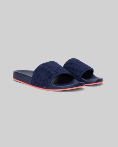 Psycho Bunny Men's Contrast Sole Knit Slides In 423 Baritone Blue