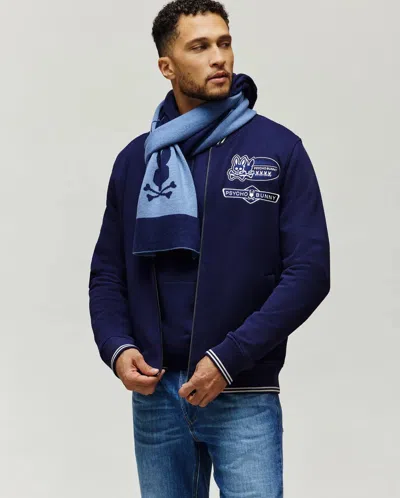 Psycho Bunny Men's Darian Square Logo Scarf In 404 Gray Blue