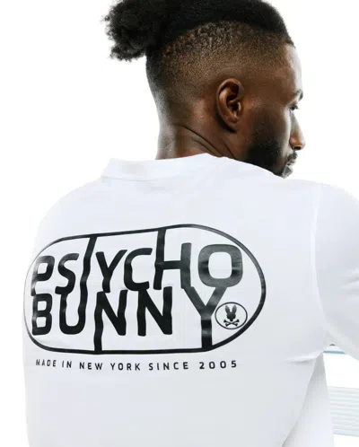 Psycho Bunny Men's Dariel Long Sleeve Graphic Tee In White