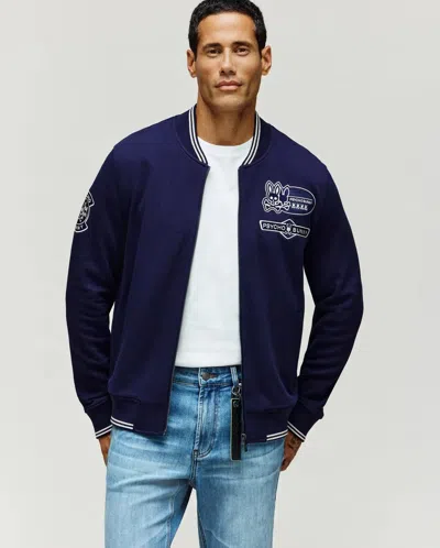 Psycho Bunny Men's Desmond Pique Knit Bomber In Blue