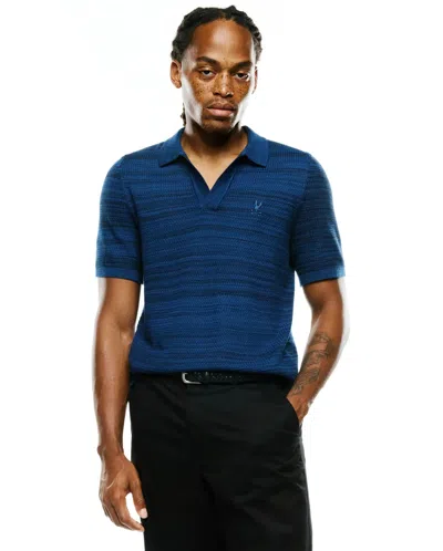 Psycho Bunny Men's Devon Braided Stitch Knit Polo In 435 Navy Peony
