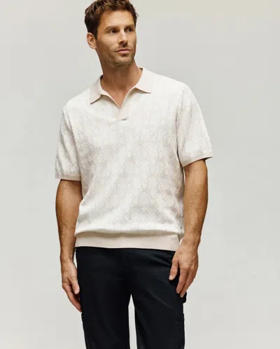 Psycho Bunny Men's Elden Johnny Collar Polo In White