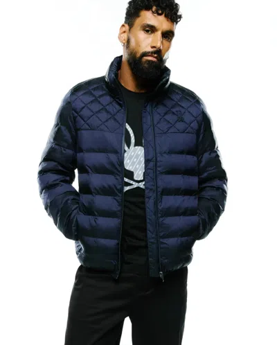 Psycho Bunny Men's Emerik Hooded Puffer Jacket In 423 Baritone Blue