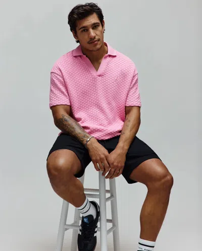Psycho Bunny Men's Garen Oversized Knit Polo In Pink