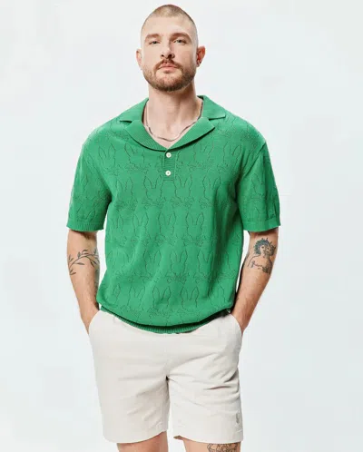 Psycho Bunny Men's Harold Pointelle All Over Bunny Knit Polo In Gray
