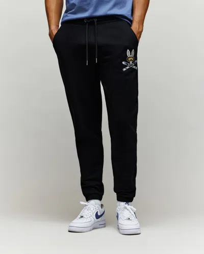 Psycho Bunny Men's Indigo Ski Bunny Sweatpant 29 1/2 L In Black