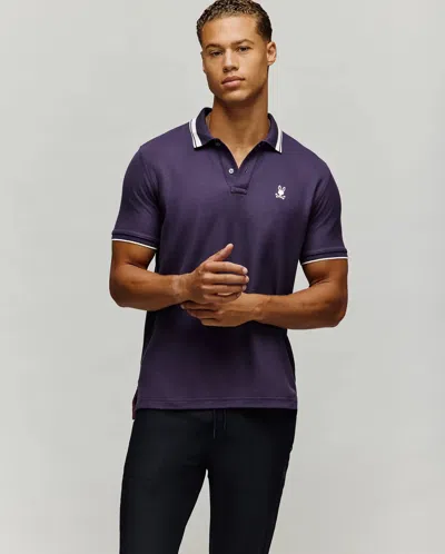 Psycho Bunny Men's Indigo Textured Collar Pique Polo In Purple