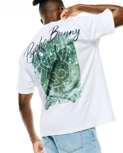 Psycho Bunny Men's Isaac Splatter Graphic Tee In White