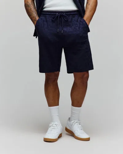 Psycho Bunny Men's Josh Jacquard Knit Short 8" In Blue