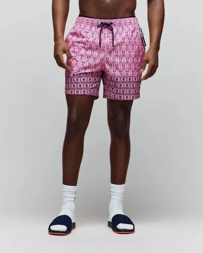 Psycho Bunny Men's Keon Swim Trunk 6" In Pink