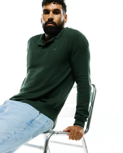 Psycho Bunny Men's Leroy Long Sleeve Knit Polo In 327 Pineneedle