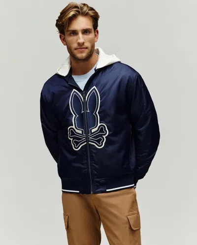 Psycho Bunny Men's Magnus Relaxed Bomber In Blue