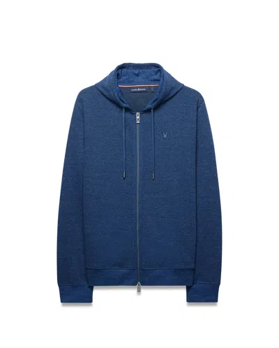 Psycho Bunny Men's Marc Textured Zip Hoodie In 435 Navy Peony