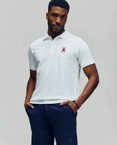 Psycho Bunny Men's Mischief Bunny Pique Polo In White