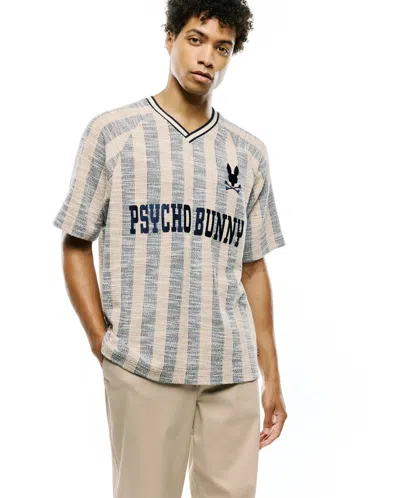 Psycho Bunny Men's Nathaniel Raglan Stripe Jersey In 423 Baritone Blue