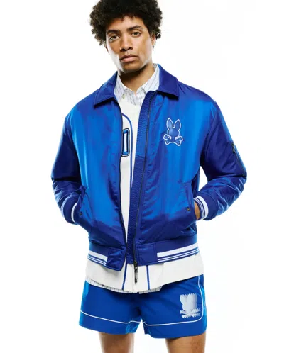 Psycho Bunny Men's Nathaniel Satin Coach Jacket In 408 Surf The Web