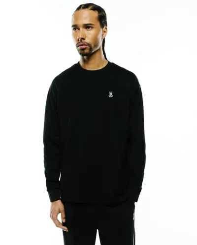 Psycho Bunny Men's Norman Long Sleeve Oversized Fit Tee In Black
