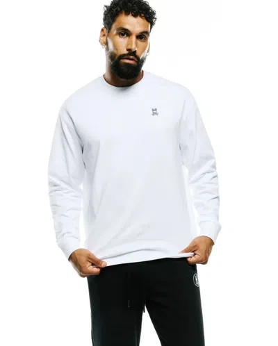 Psycho Bunny Men's Norman Long Sleeve Oversized Fit Tee In White