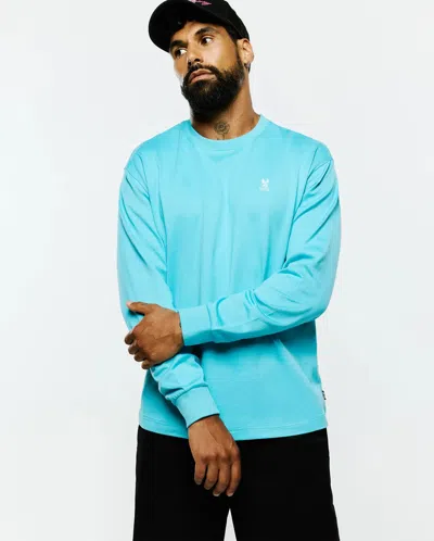 Psycho Bunny Men's Norman Long Sleeve Oversized Fit Tee In Blue