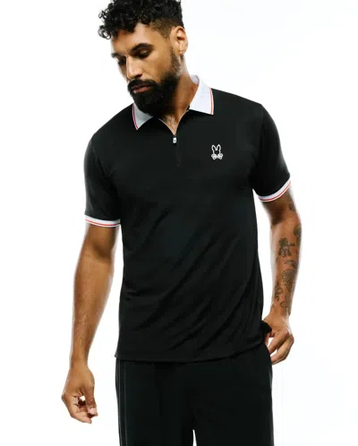 Psycho Bunny Men's Odin Zip Sport Polo In Black