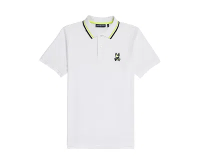 Psycho Bunny Mens Plano Pique Polo Shirt In White Fabric