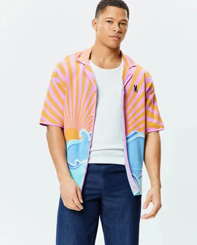 Psycho Bunny Men's Ray Relaxed Fit Jacquard Shirt In Orange