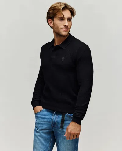 Psycho Bunny Men's Roman Long Sleeve Knit Polo In Black