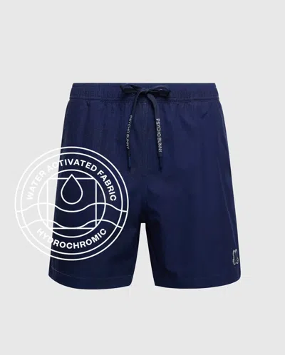 Psycho Bunny Men's Samos Hydrochromic Printed Swim Trunk 6" In Blue