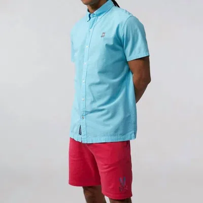 Psycho Bunny Men's Seersucker Short Sleeve Shirt In Clear Sky In Blue