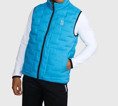 Psycho Bunny Men's Spencer Reversible Down Vest In Neon Pool In Blue
