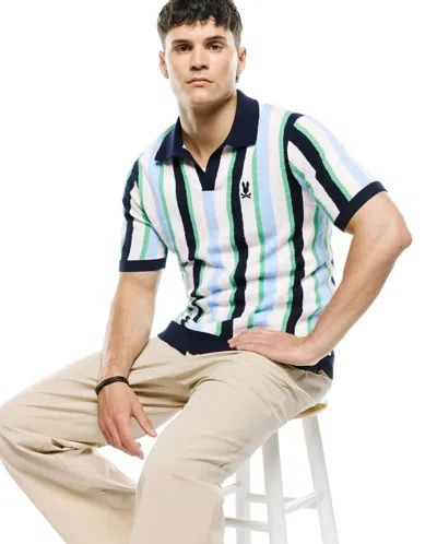 Psycho Bunny Men's Wren Striped Knit Polo In 423 Baritone Blue