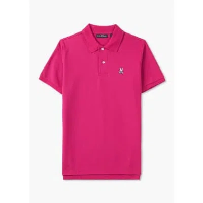 Psycho Bunny Mens Classic Pique Polo Shirt In Wild Berry In Pink