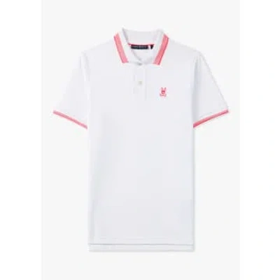 Psycho Bunny Mens Queensbury Pique Polo In White