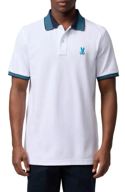 Psycho Bunny Montebello Piqué Knit Polo In White