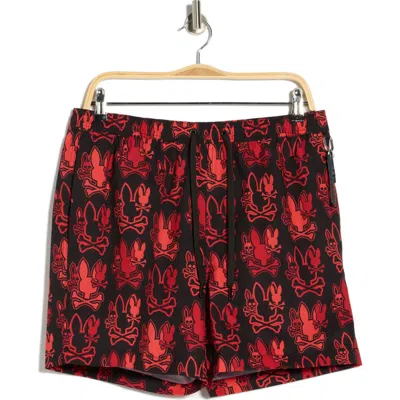 Psycho Bunny Olden Print Swim Shorts In Black