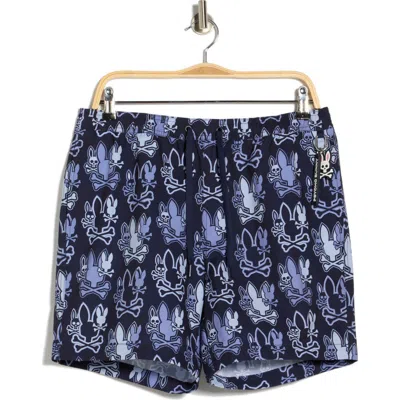Psycho Bunny Olden Print Swim Shorts In Blue
