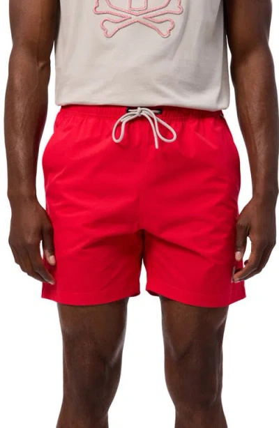 Psycho Bunny Palm View Hydrochromic Swim Trunks In Crimson