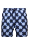 Psycho Bunny Paros Print Swim Trunks In Evening Blue