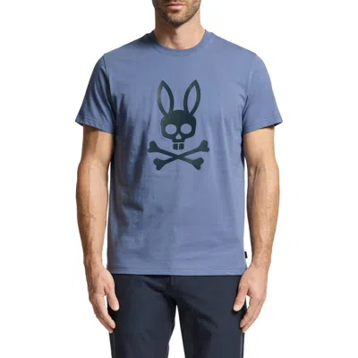 Psycho Bunny Payson Leather Texture Graphic T-shirt In Vintage Indigo
