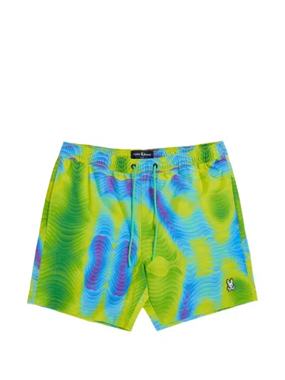 Psycho Bunny Printed Swim Shorts In Green