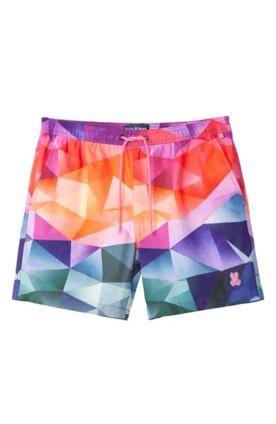 Psycho Bunny Randolph Print Swim Trunks In Multi