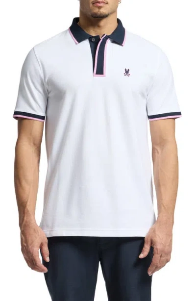 Psycho Bunny Rico Pima Cotton Piqué Polo In White